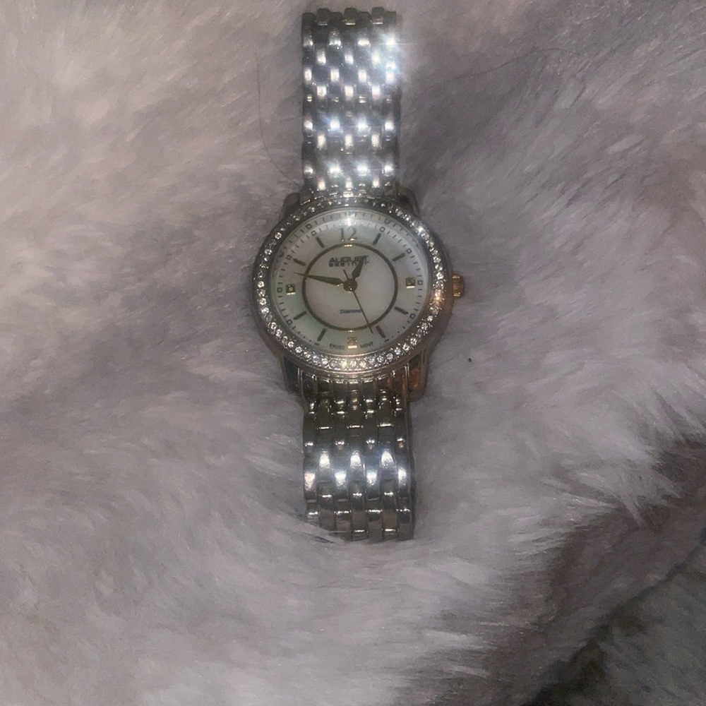 August Steiner Silver Mother of Pearl Women's Watch